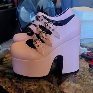 DollsKill Platform Mary Jane Heels Pink